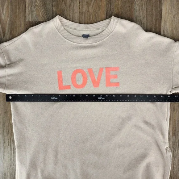 Aerie Sweatshirt‎ Medium Love Graphic Long Sleeve Casual Pullover Beige Top - Picture 11 of 14
